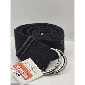 $575 Saint Laurent YSL Military Style Fabric D-Ring Belt in Black One Size